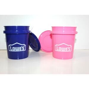 pink and blue mini buckets from Lowes with lid new
